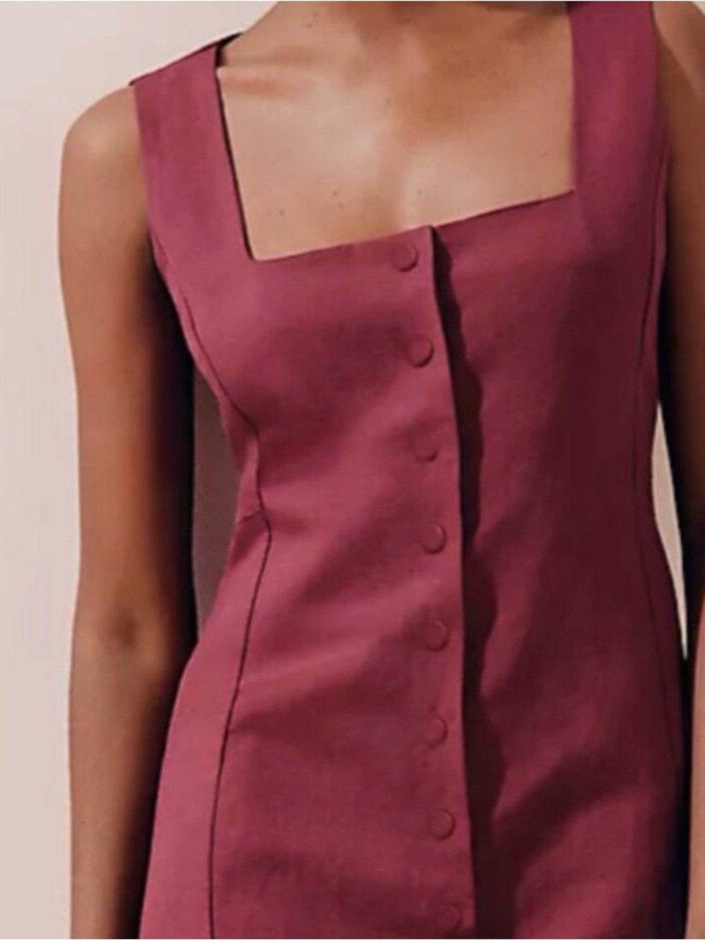 Ann Taylor Sleeveless Square-Neck Mini Dress in Burgundy - Picture 2 of 10